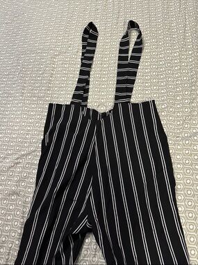 Striped Black Suspender Jumpsuit
